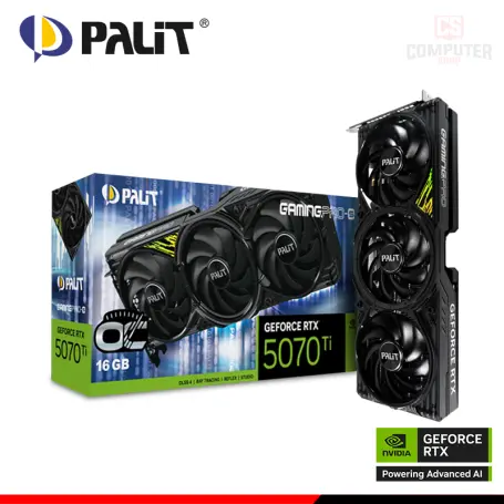 PALIT GEFORCE RTX 5070Ti 16GB GDDR7 256BITS GAMINGPRO-S OC (PN:NE7507TS19T2-GB2031U)