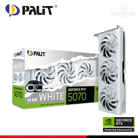 PALIT GEFORCE RTX 5070 12GB GDDR7 192BITS WHITE OC (PN:NE75070U19K9-GB2050W)