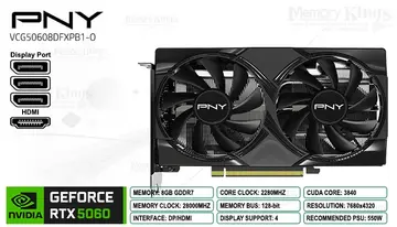 PNY RTX 5060 8GB 128 bits PNY DUAL FAN OC