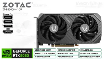 ZOTAC RTX 5060 8GB 128 bits ZOTAC GAMING TWIN