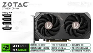 ZOTAC RTX 5060 Ti 8GB 128 bits ZOTAC GAMING AMP