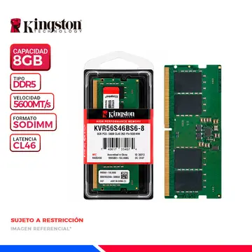 KINGSTON MEM. RAM SODIMM KINGSTON KVR 8GB DDR5 5600MT/S, CL46